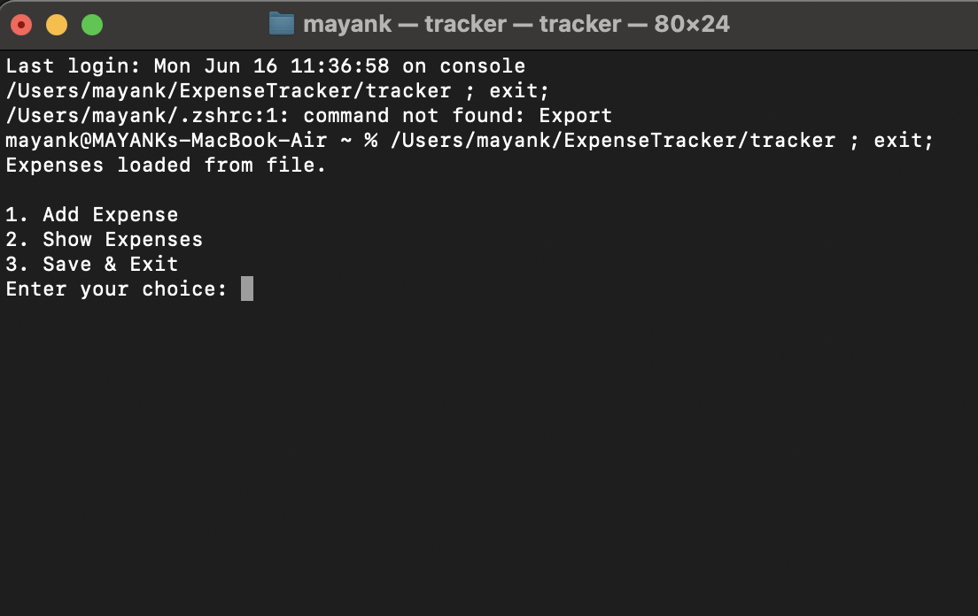 Expense Tracker Screenshot